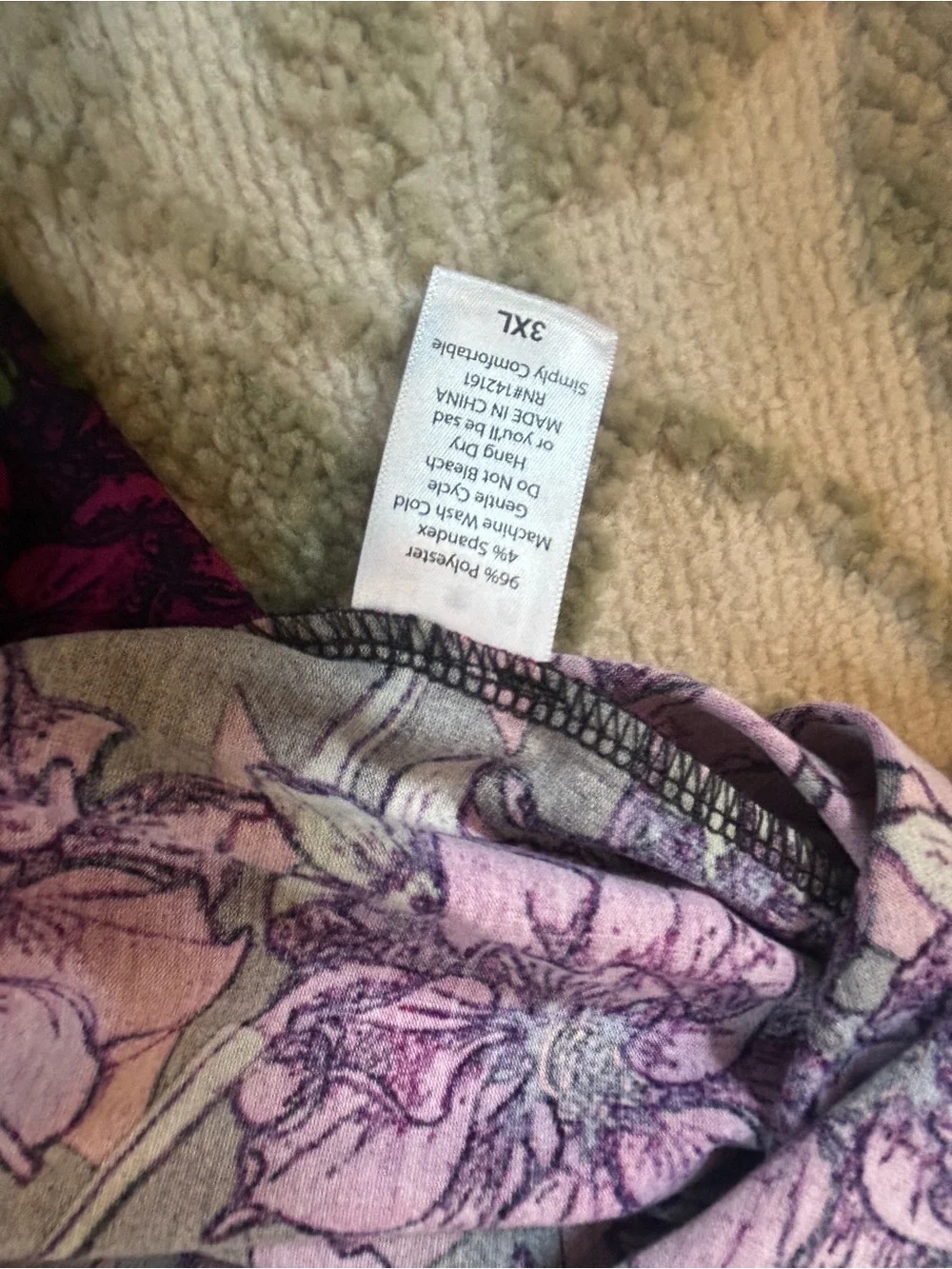 LuLaRoe Womens 3XL Floral Knit Raglan 3/4 Sleeve Round Neck Tee-NWT